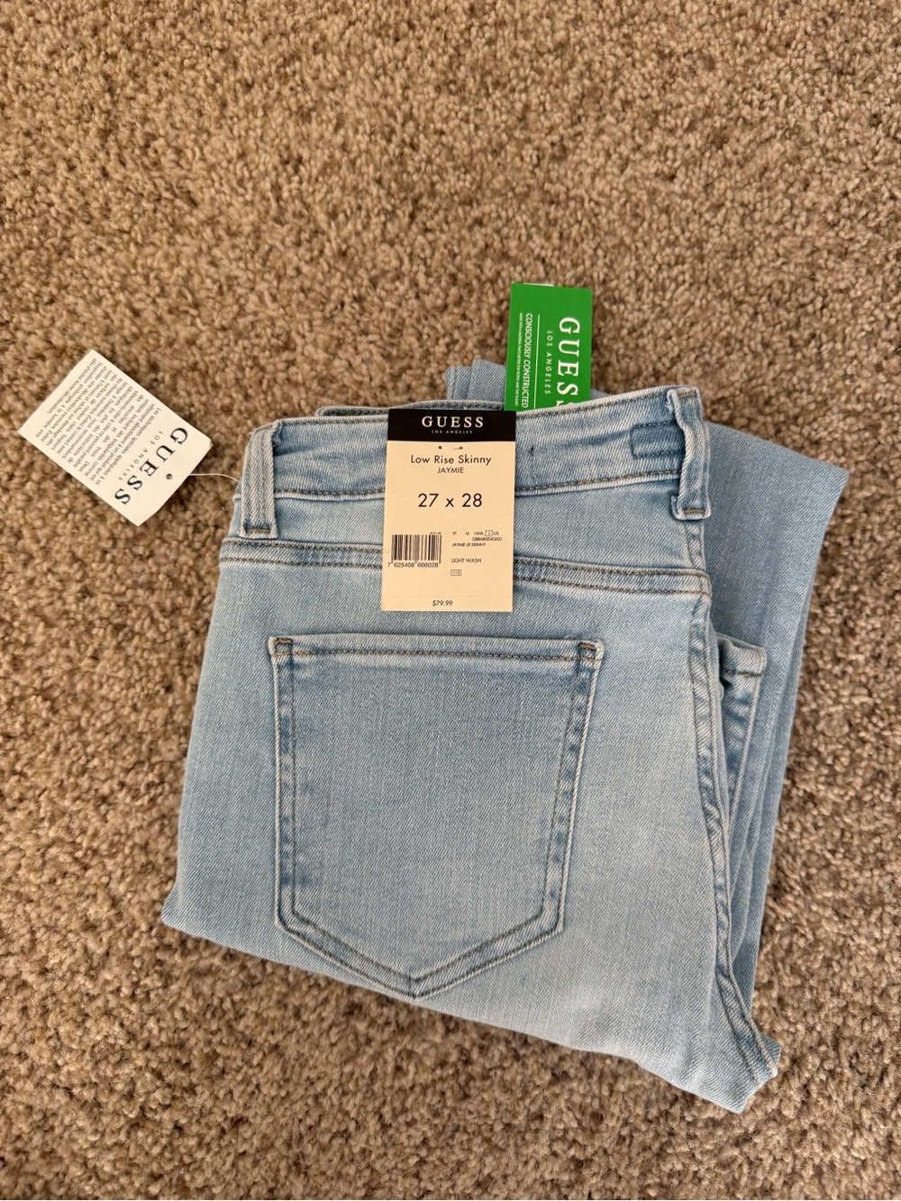 Guess Light Wash Low Rise Skinny Jeans for Women